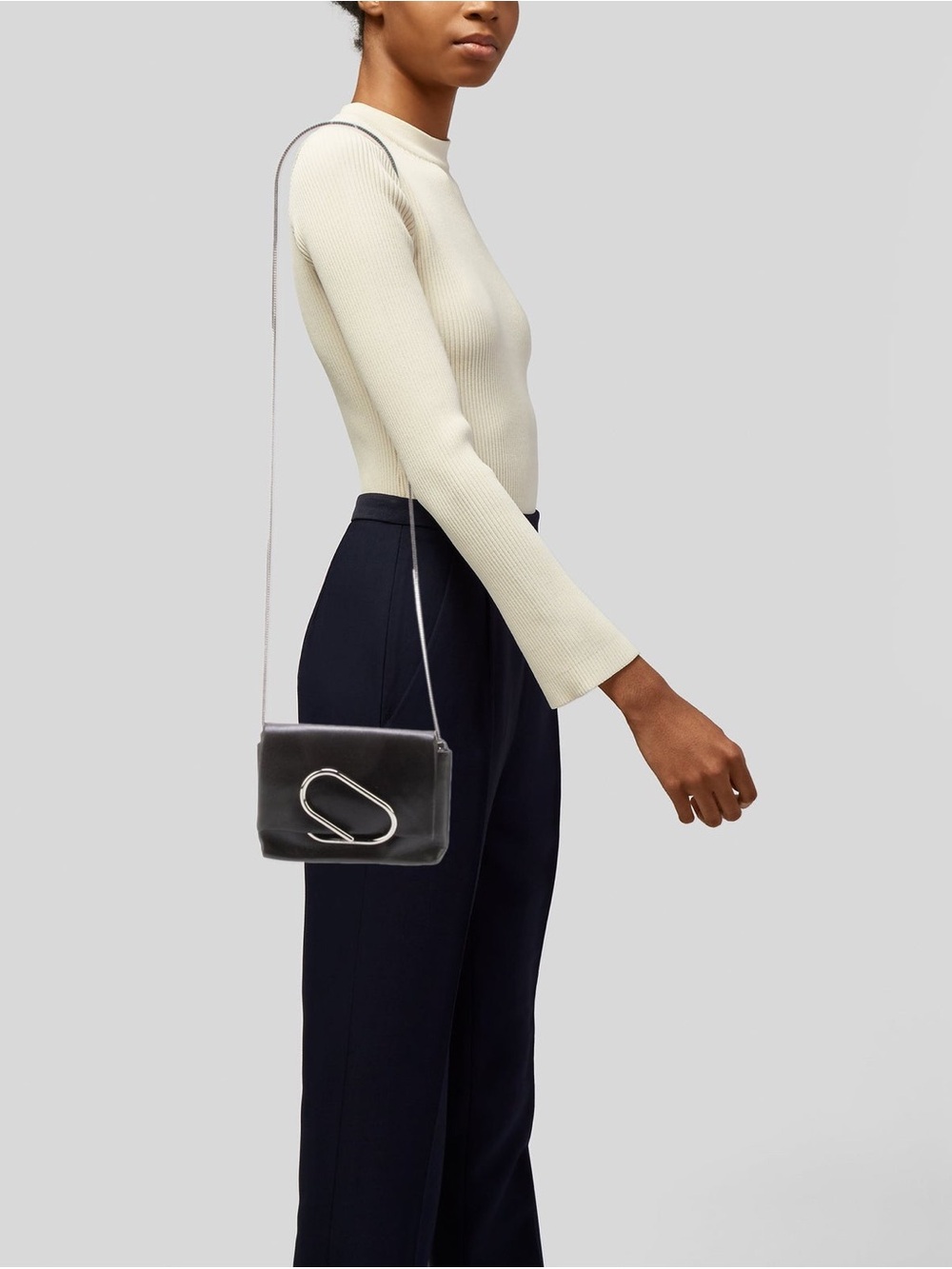 3.1 Phillip Lim Paperclip Crossbody Bag Black Silver